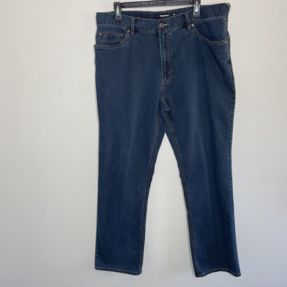ROHAN Mens Straight-Leg Lightweight Denim Jeans Sz 38 x 31 Cotton-Blend